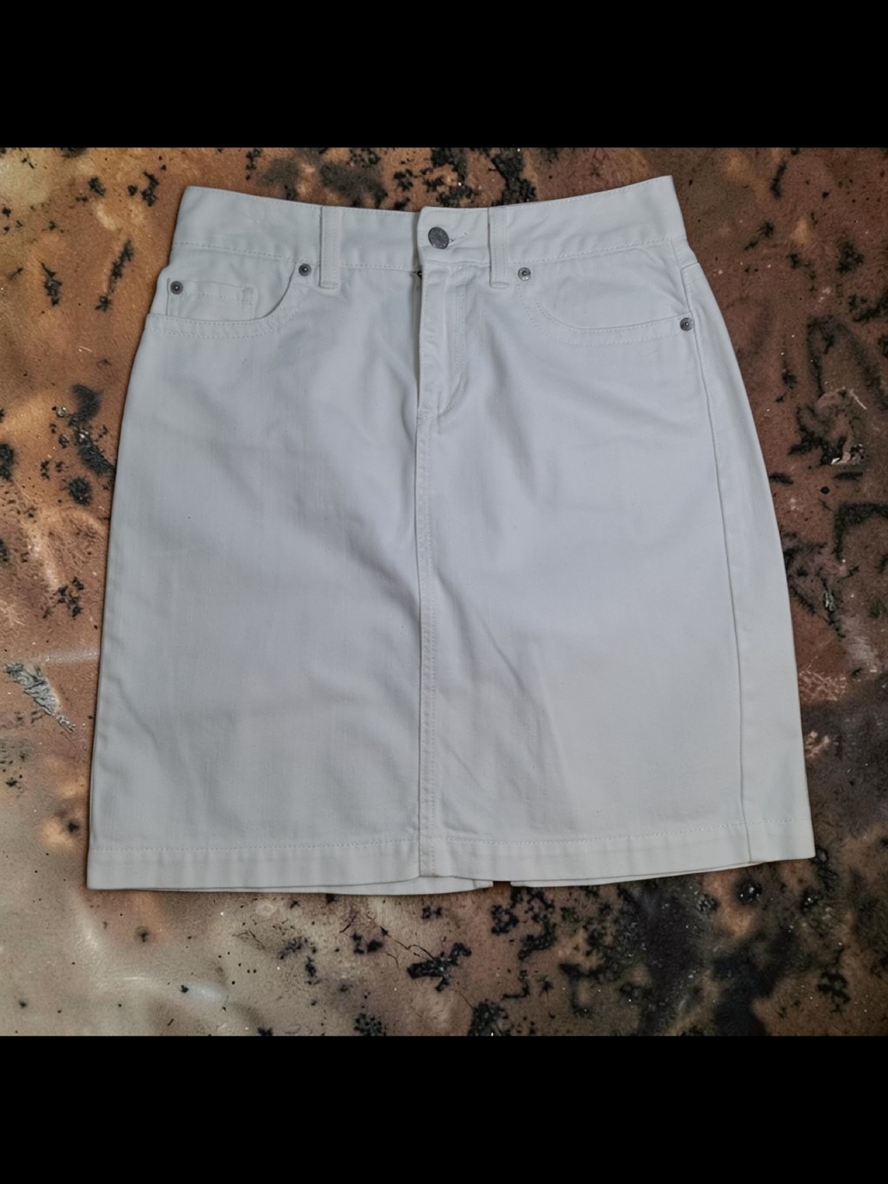 L.L. Bean White Cotton A-Line Mini Skirt